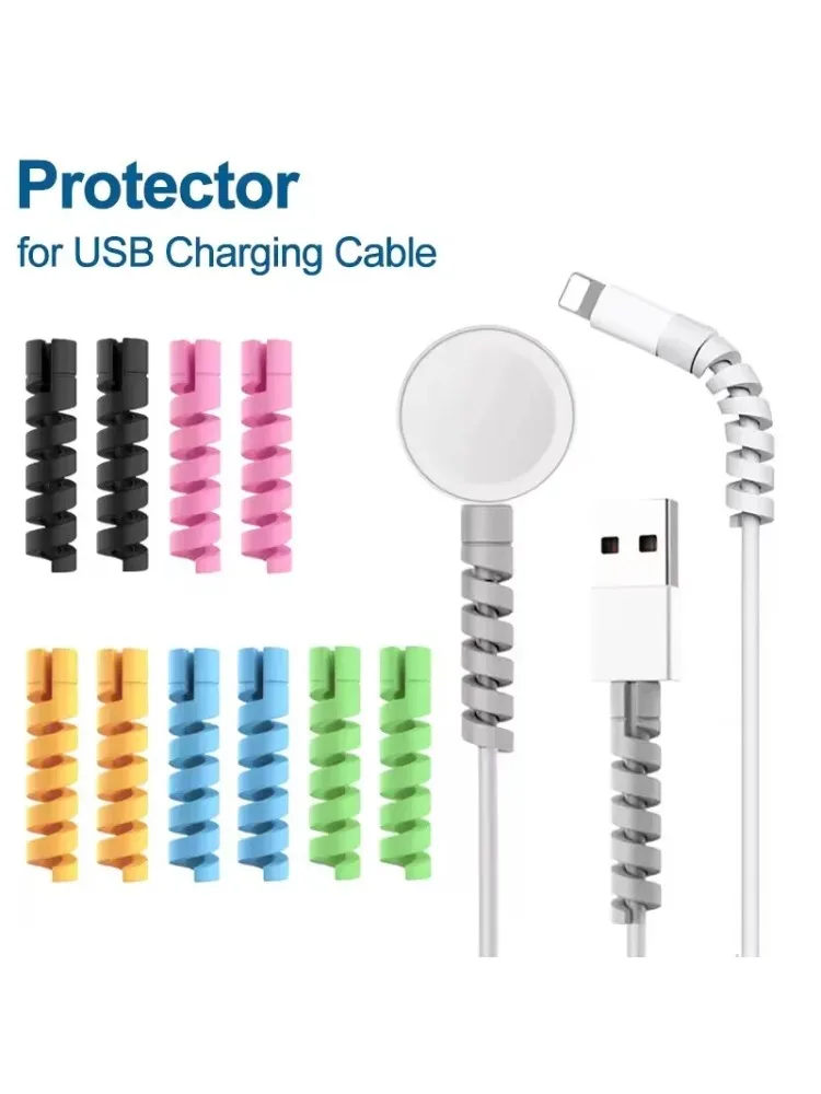 Protecteur de câble USB, câble de chargement, manchon de protection en spirale en Silicone, couvercle d'extrémité de fil, économiseurs pour câble de chargeur de montre de téléphone