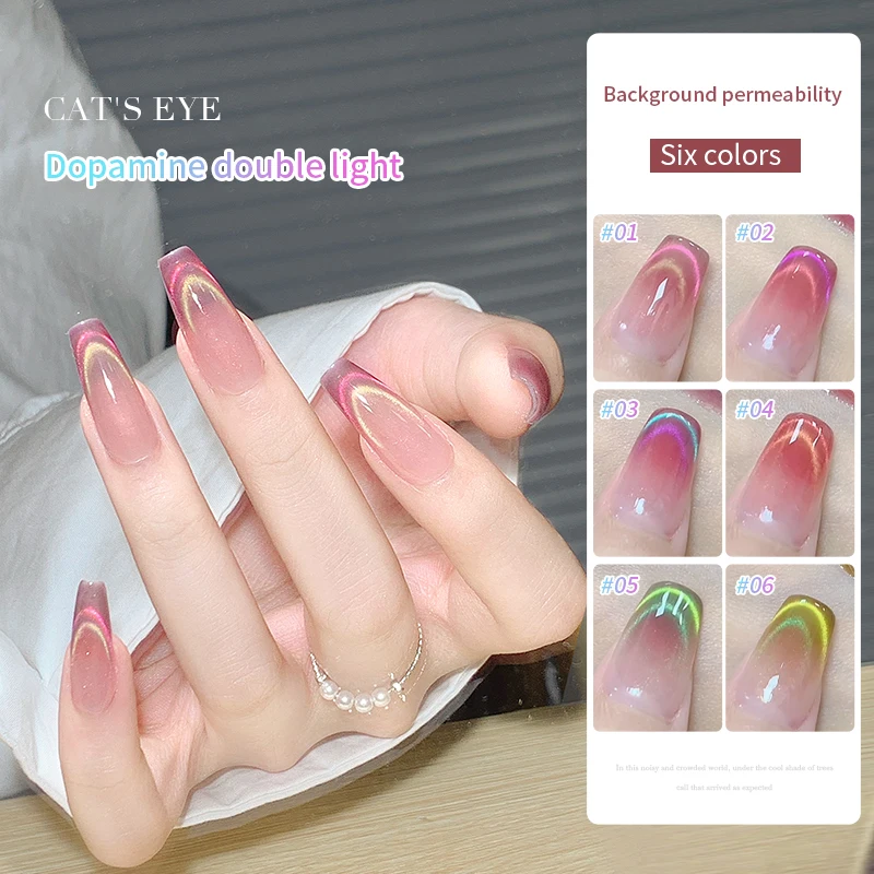 Esmalte de Gel de uñas magnético, Ojo de Gato, doble luz, brillo, barniz semipermanente, imán UV extraíble, salones de Arte de uñas de Gel