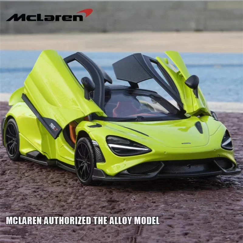 1:24 McLaren 765LT Alloy Sports Car Model Diecasts Metal Toy Vehicles Car Model Simulation Sound Light Collection Kids Toys Gift