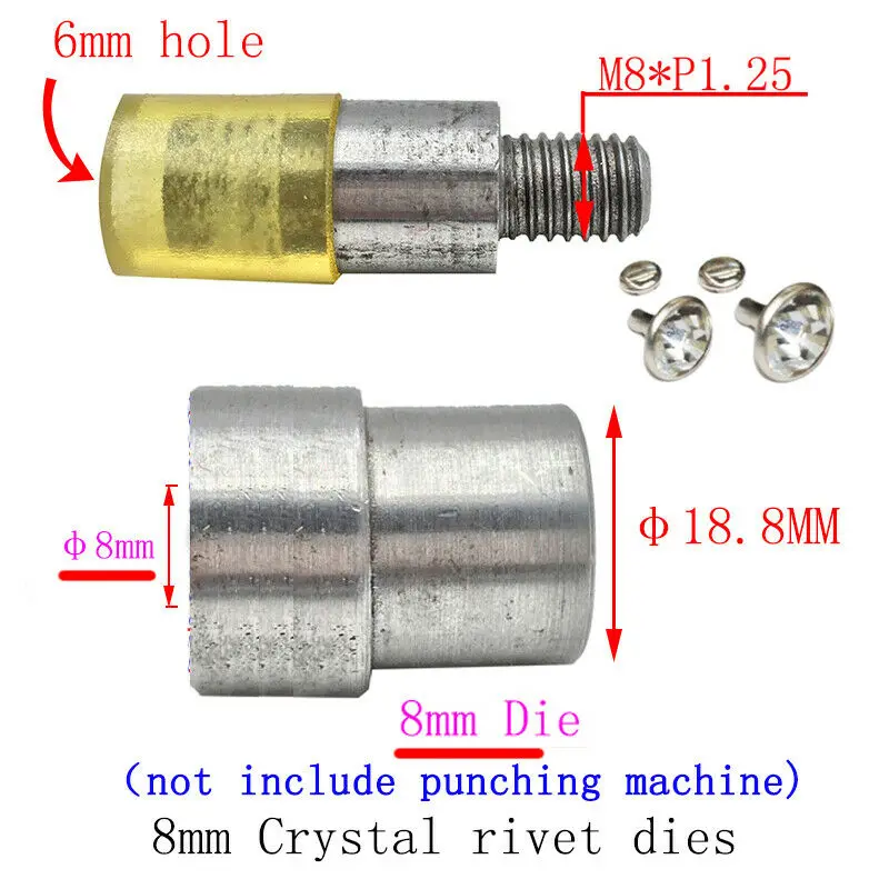 1sets 6mm/8mm Crystal Rhinestone Rivets Dies Snap Tools for Manual Punching Machine for 6mm back base