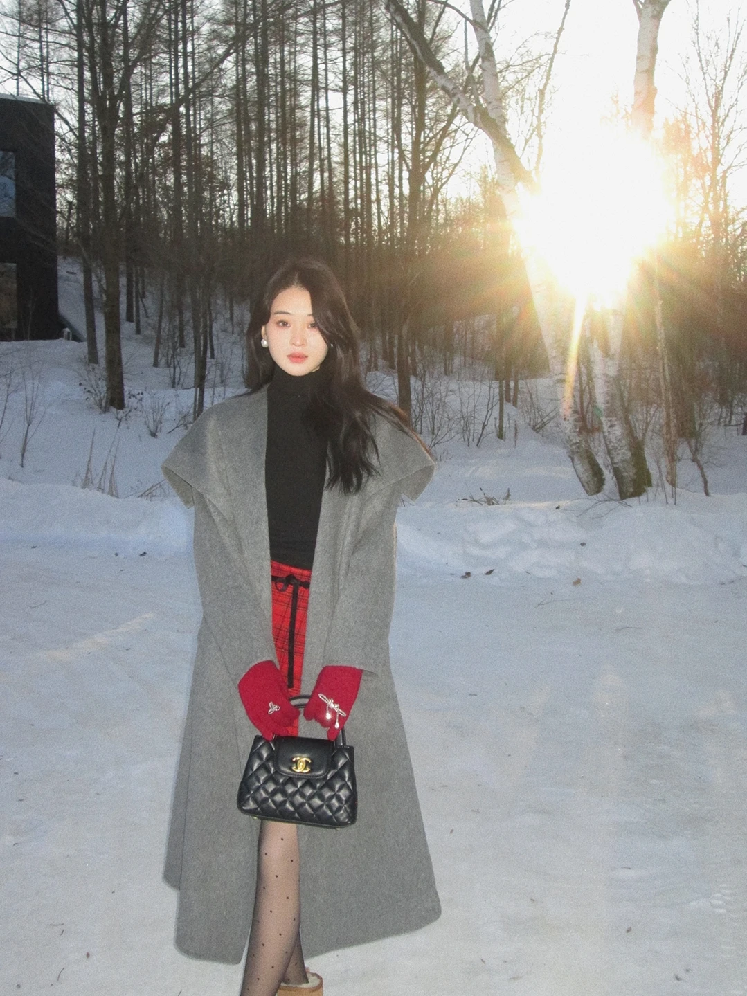 

Iceollo Double-sided Woolen Coat Women's Long Sle for New Year's Celebration Autumn Winter 2024 New Arrival Woolen Jaet