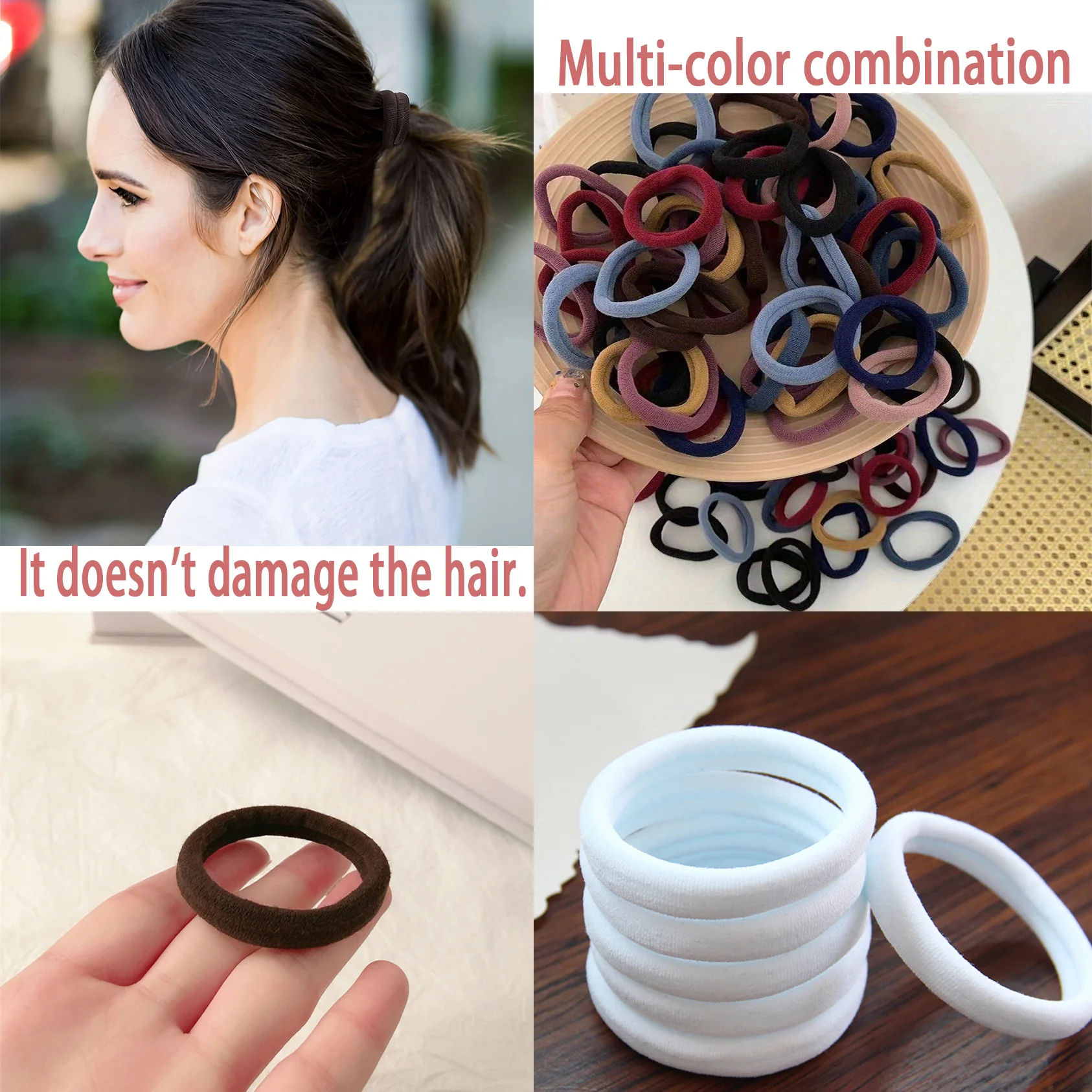 98 pieces multi-color combination elastic hair bands, sweet female hair bands, rubber band hair bands, woven hair accessories