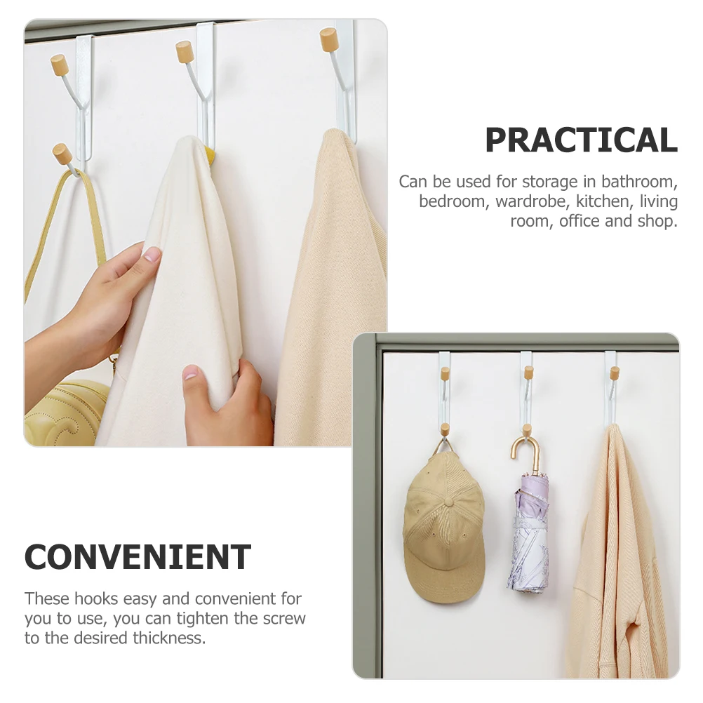 

2pcs Double Hook Hanger Over Door Organizer Rack For Clothes Towel Coat Bag Umbrella Storage Bathroom Bedroom Kitchen Office