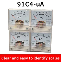 91C4-UA DC microammeter 50 100 200 300 500 Analog Mechanics Plate table Pointer type Ammeter 45*45mm