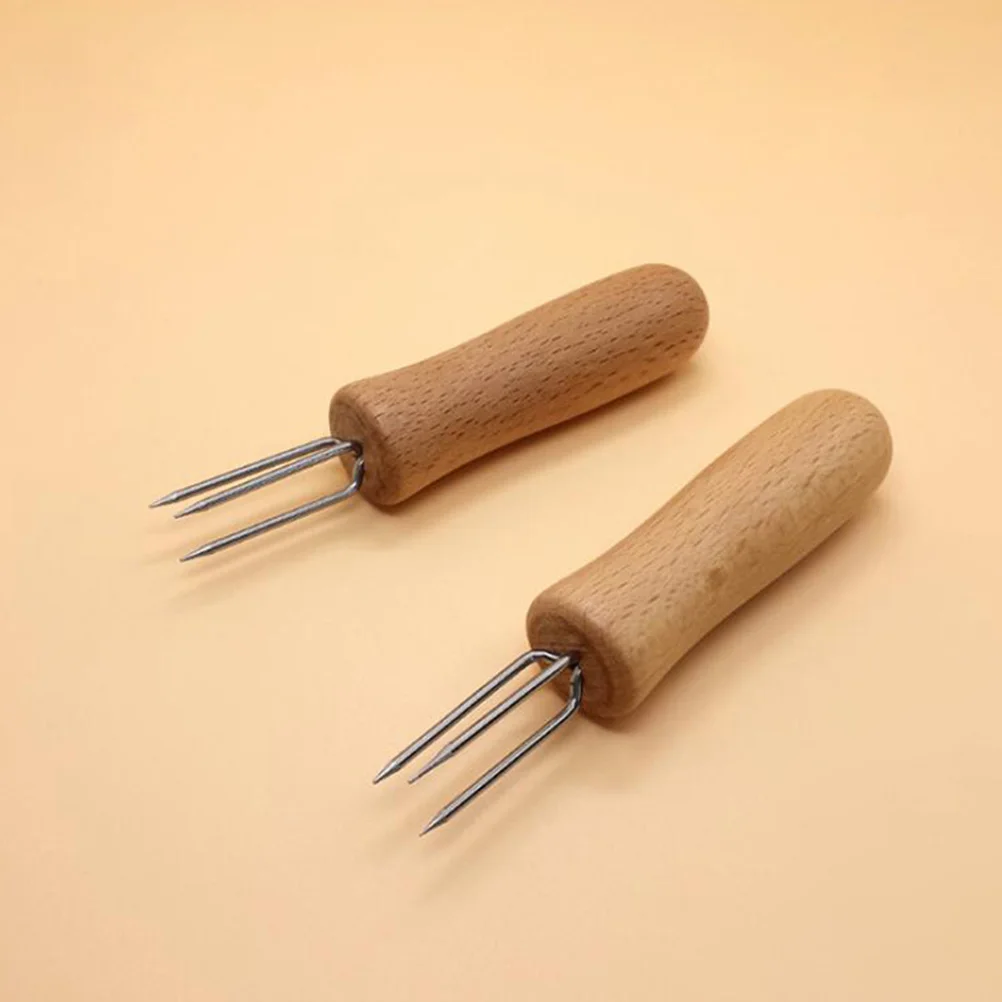 

8Pcs Stainless Steel Bbq Corn Forks Wood Handle Portable Heat Resistant Fruit Holders for Cooking Steak Grilling