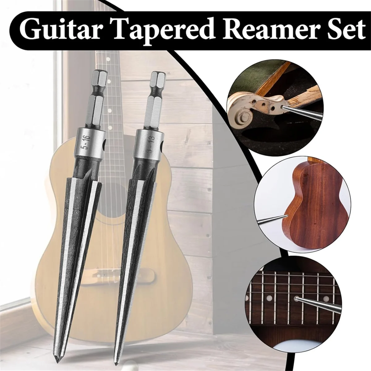 2025+ 2Pcs T Handle Tapered Reamer Tool, 3-13mm (1/8-1/2 Inch) & 5-16mm(1/2-5/8 Inch) Bridge Pin Hole Hand Reamer Tool