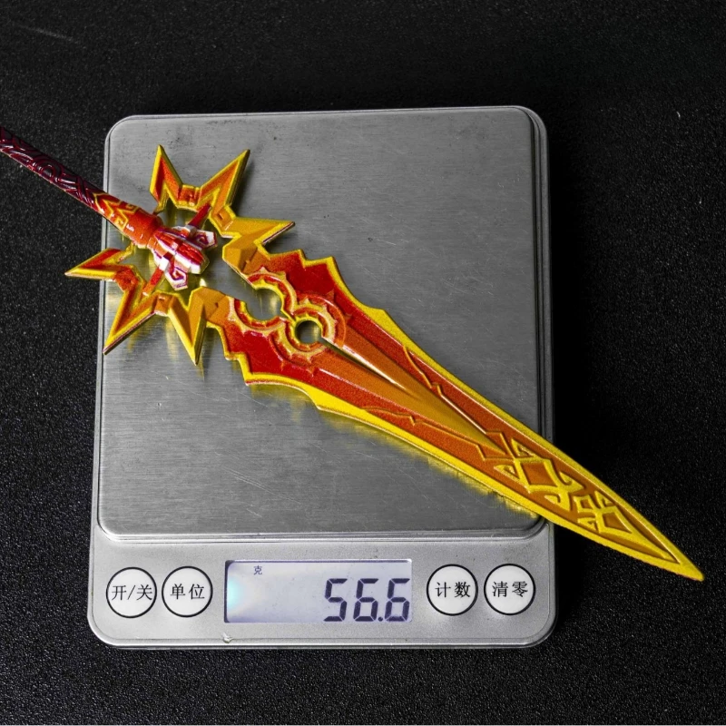 22 センチメートル/8.66 インチ原神インパクトナタ金属両手剣ノーカット武器モデル燃焼八尾千太陽ゲーム周辺工芸ギフト