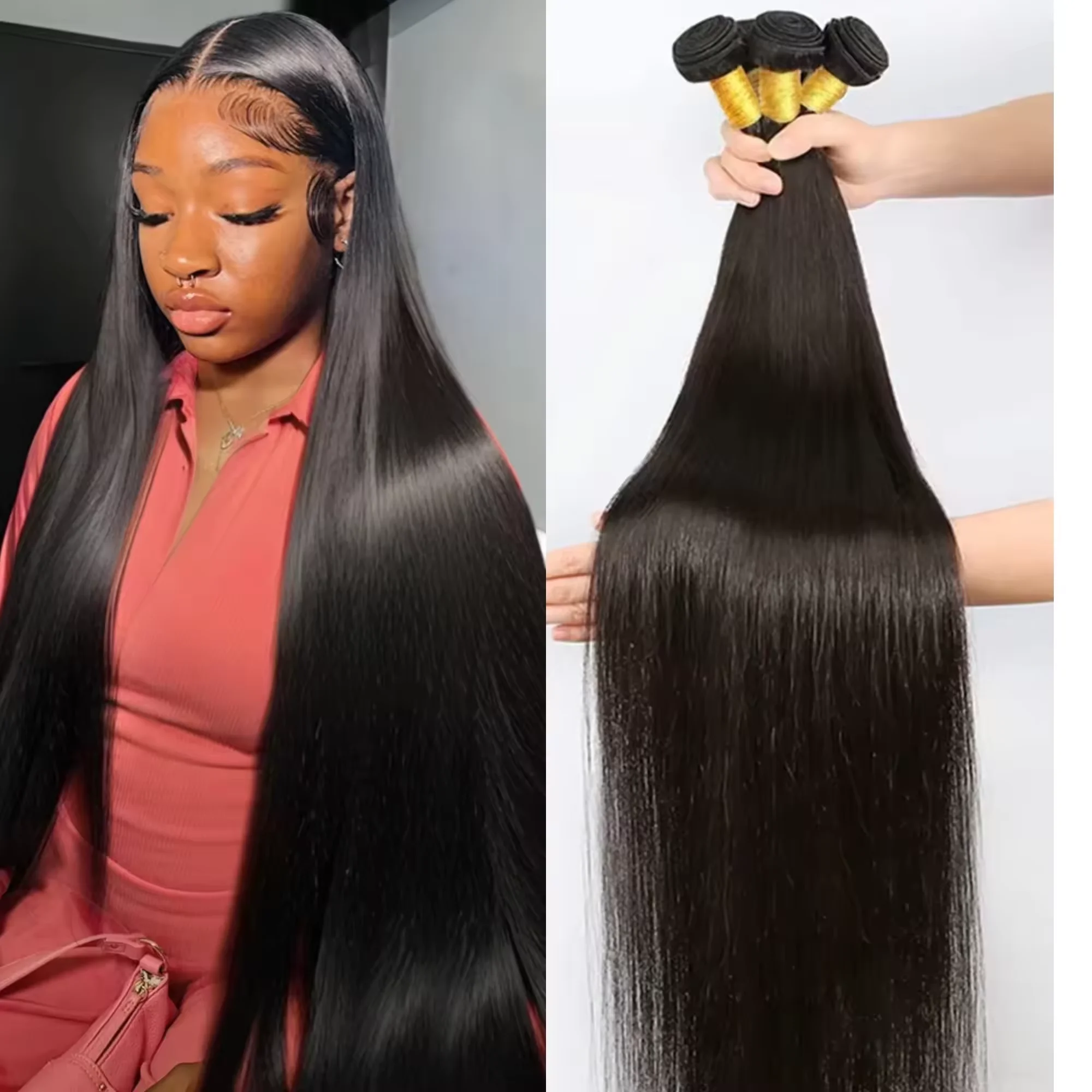 

Натуральный цвет, бразильские человеческие волосы, прямые пучки 8-34 дюймов, 1/3/4 пучка, наращивание человеческих волос Remy, плетение с двойным утком