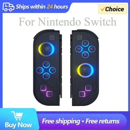 BT 5,2 interruptor Joy controlador L/R RGB LED Joypad Gamepad para Nintendo Switch/Oled/Lite Joystick con vibración Dual despertador de 6 ejes