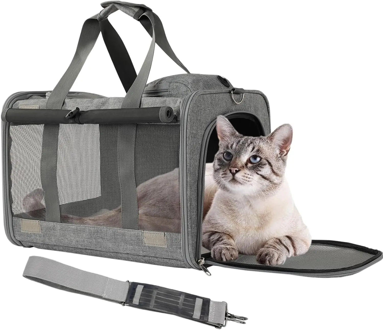 

Cat Carriers Soft Grey Small Dog Carrier Airline Approved,Pets Travel Bag for Cats Puppies,Large Pocket,Breathable,Sunshine