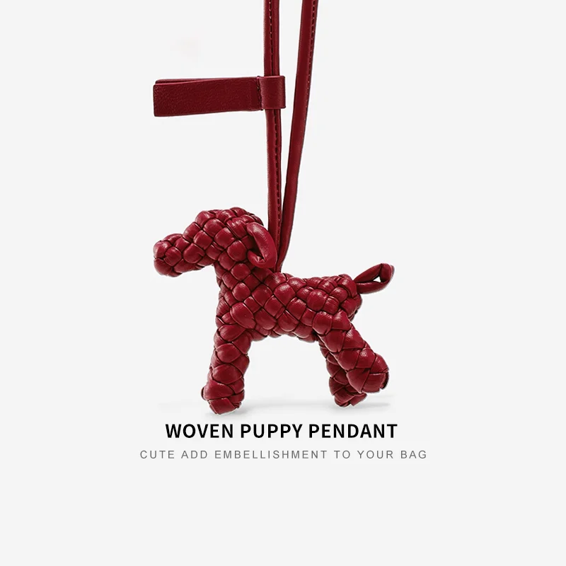 

Cute Puppy Woven Leather Dog Elephant Charm For Women's Bag Keychain Pendant Animal Ornament Decoration Bag Accessories