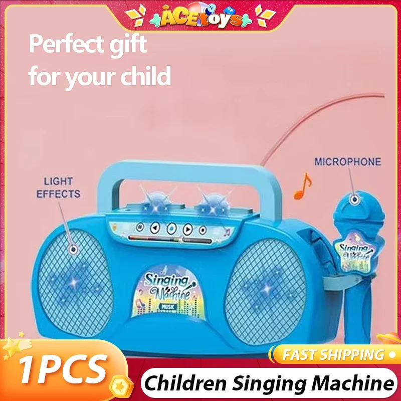 Máquina de canto portátil para niños, Educación Temprana con luz, alta calidad de sonido, micrófono de Karaoke, instrumento musical, juguetes para chico