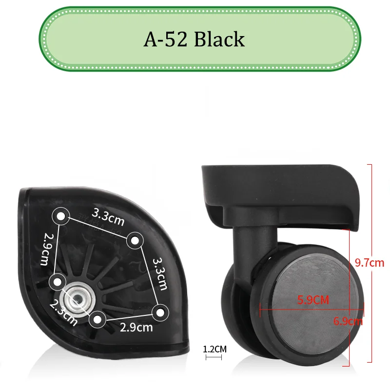 For QUNYUE A-52 Black Universal Wheel Trolley Case Wheel Replacement Luggage Pulley Sliding Casters Slient Wear-resistant Repair