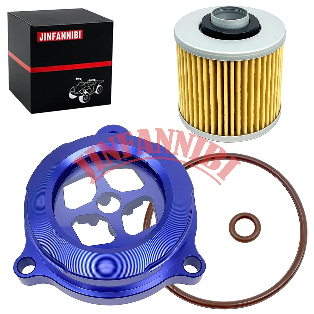 ブルーオイルフィルターカバーキャップ＆シールキットセット-ヤマハ-ラプター700r-se-2014-2022-2023-2024-2025-2026用