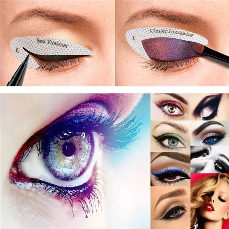 4 Sheets Eye Makeup Stencils Eyeliner Template Shaping Tools Eyebrows Eye Shadow Makeup Template Tool Styling Drawing Guide