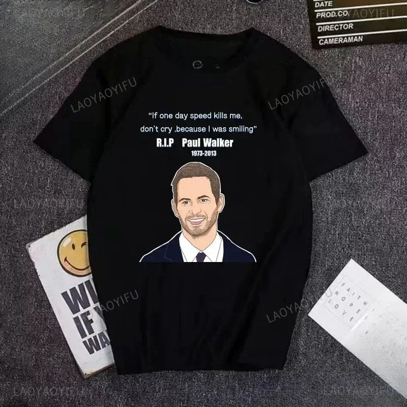 Vintage szybka i wściekła koszulka Paul Walker koszulka męska codzienna bawełniana topy z okrągłym dekoltem Vintage wściekła 7 T-Shirt Unisex