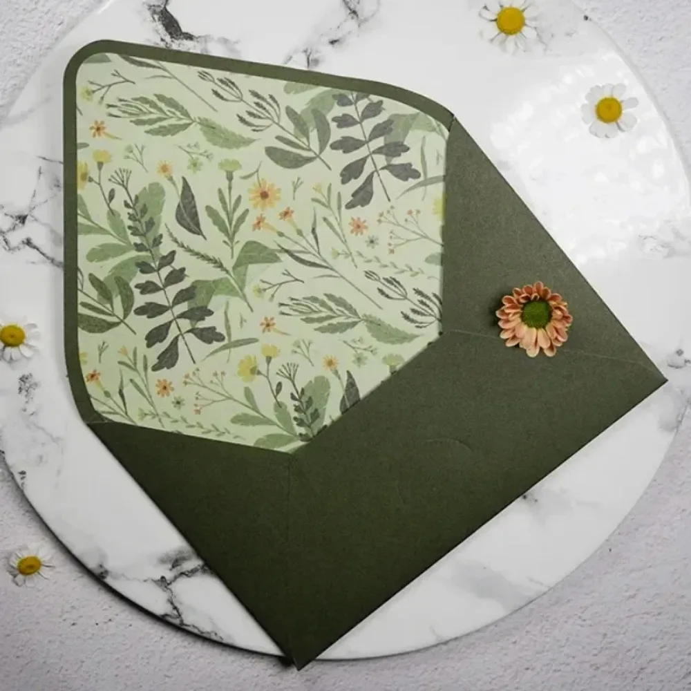 1pcs Vintage Avocado Green Oil Painting Series Envelopes Wedding Invitations Printing Lining Envelopes Invitation Stationary