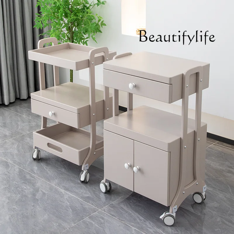 Beauty salon special trolley multi-function mobile rack with cabinet