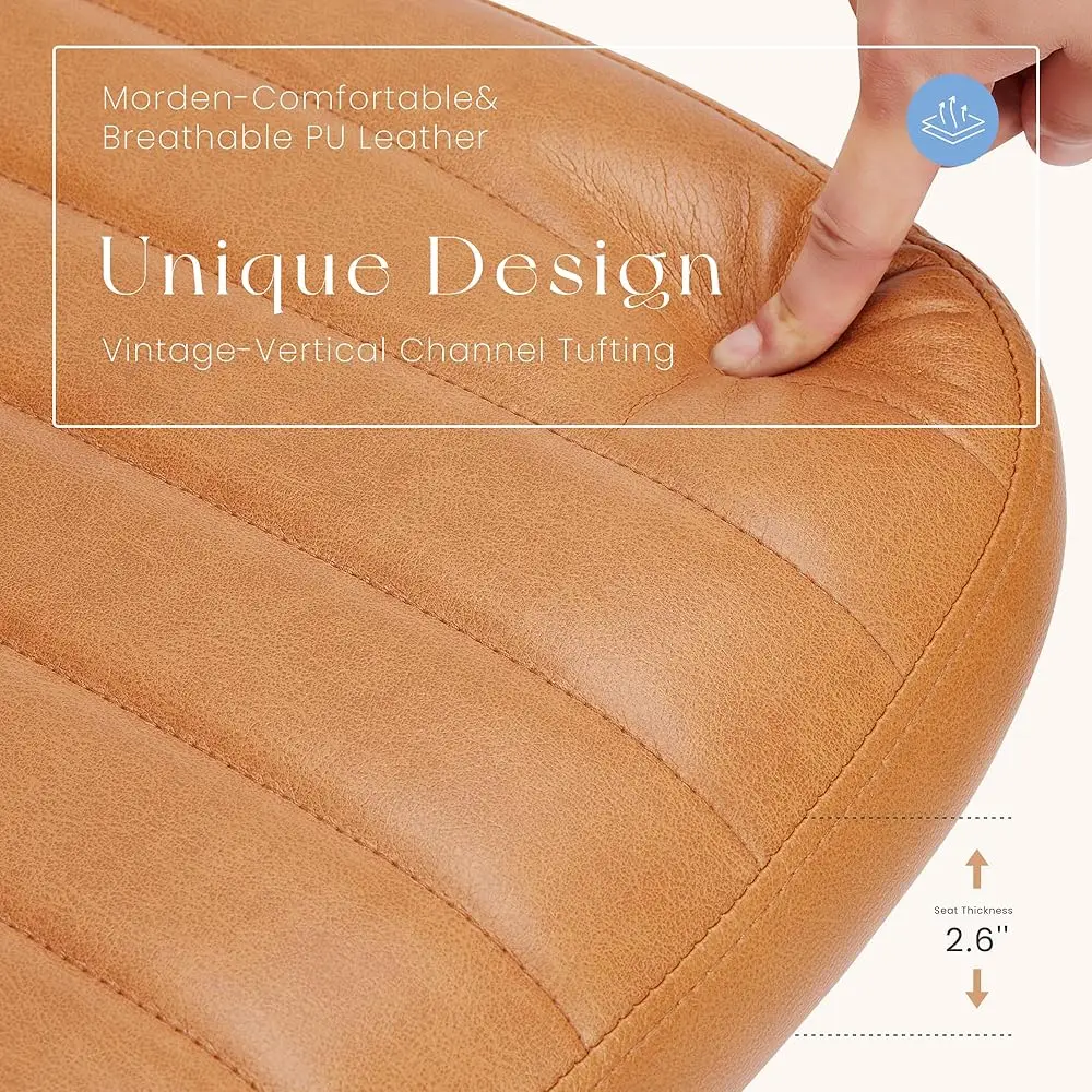 Small Office Desk Chairs, Pu Leather Arml Low Ba Computer Task Vanity Chair,Modern Adjustable Swivel Rolling Chair,Vintage