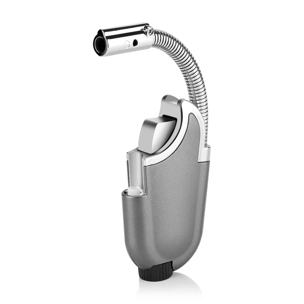 Long Neck Torch Lighter Metal and Plastic Windproof Flame Butane Lighter Safety Lock Refillable Fuel Gas Lighter Camping Use