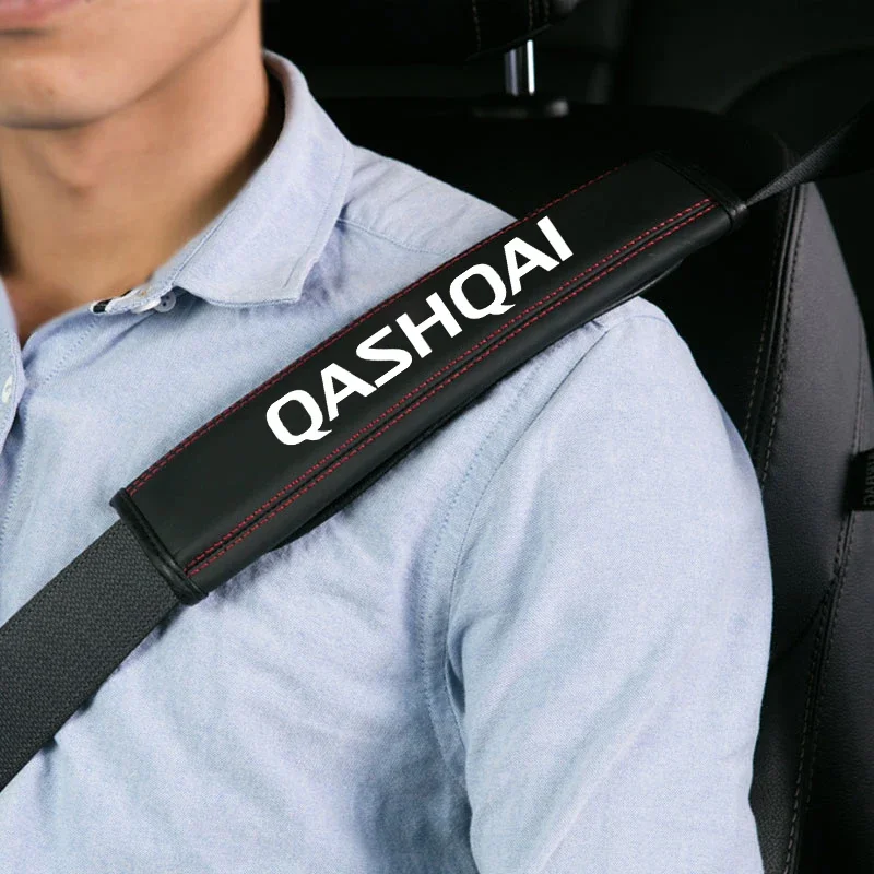 For Nissan Qashqai 1pc Cowhide Car Interior Seat Belt Protector Cover For Nissan xiaoke car Auto Accessories