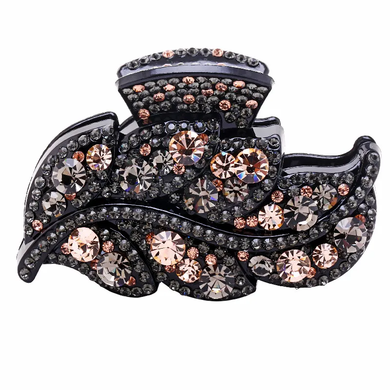 Champion Leaf Shape Hair Claw Fashion Rhinestone Hair Clips Accessories for Women and Girls Rhinestone Hair Wear 9cm long