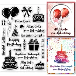 1Sheet Happy Birthday German Clear Stamps Birthday Stamp for DIY Scrapbooking Sayings German Silicone Clear Stamp Transparent