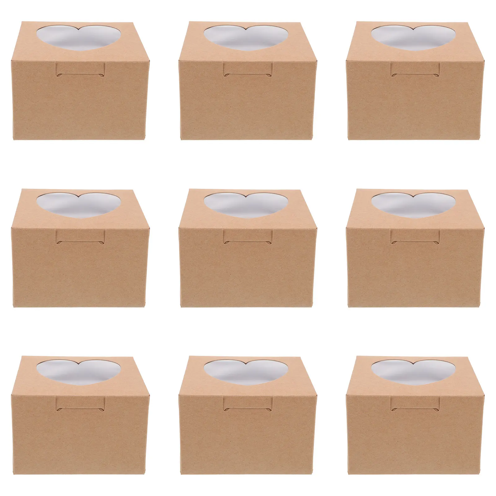 

20 Pcs Kraft Paper Cake Transparent Heart Shaped PVC Windows Bakery Shop Dessert Containers Gift Packaging Boxes Suitable Family