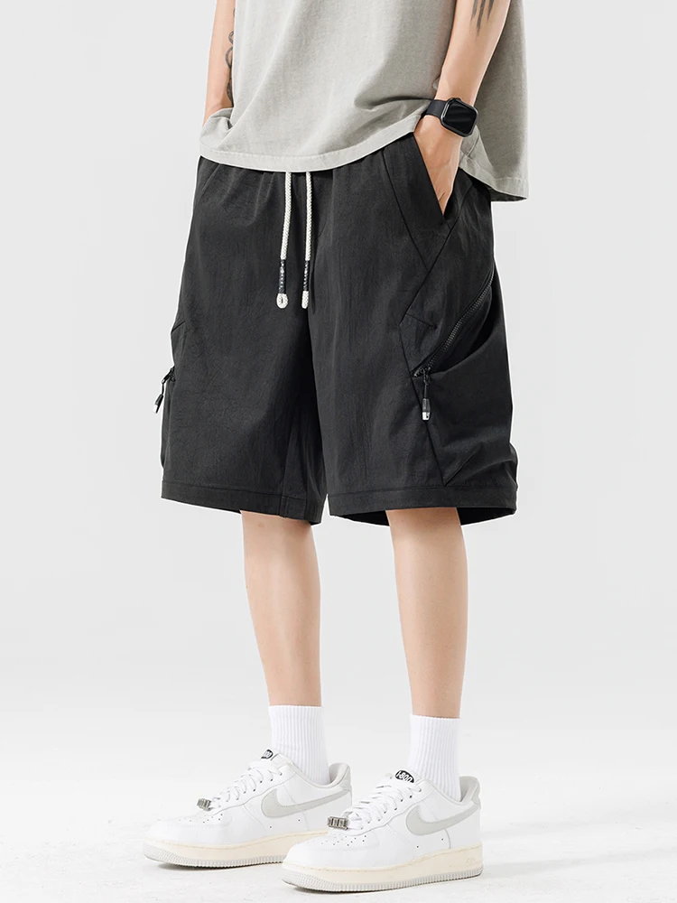 

American Sle Streetwear Functional Loose Fit Men's orts Summer Trendy Brand Casual Pants Five-Quarter Length plus Size