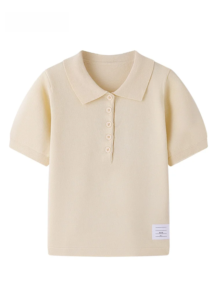 

JZZDEMM irt Women's Slim Fit Knitted ort Sve Turn-down Collar Faionable Simple oulder Regular Length Color