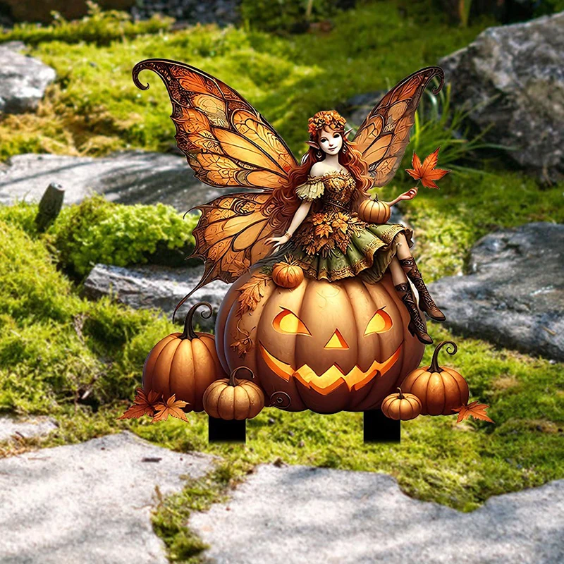 Pumpkin Butterfly Garden Pile Indoor and Outdoor Acrylic Pottery  Courtyard Decoration Waterproof and Wear resistant Insertion