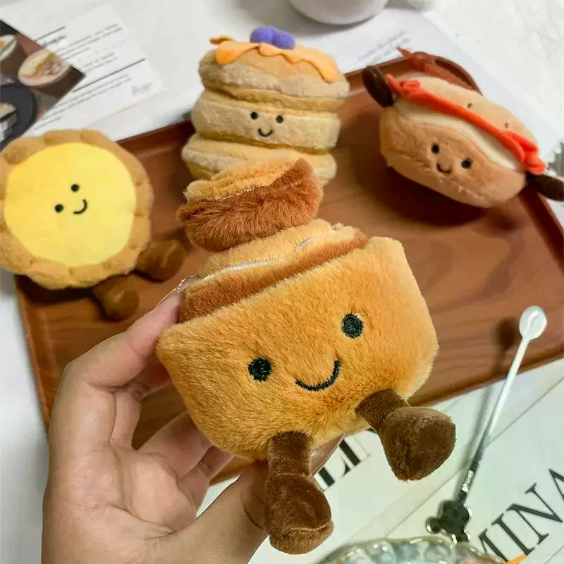 Niedlicher Nachmittagstee, Gourmet-Serie, Plüsch-Anhänger, Schlüsselanhänger, simuliertes Ei, Torte, Brot, gefüllte Puppe, Rucksack, dekorativer Anhänger, Geschenke