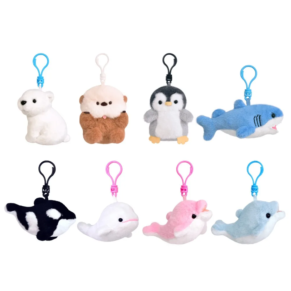 Sea Otter Aquarium Plushies Pendant Orca Penguin Killer Whale Plush Keyring Beluga Whale Dolphin Polar Bear Keychain Unisex
