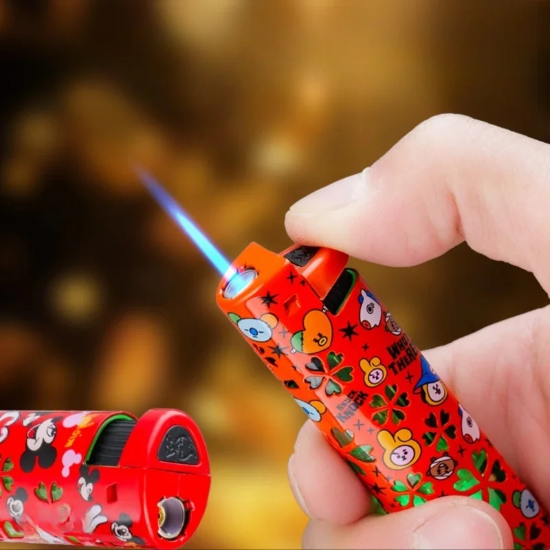 Metal Portable Cigarette Case Lighter Windproof Blue Flame Direct Spray Circulating Inflatable Lighter Cigarette Accessories - Image 4