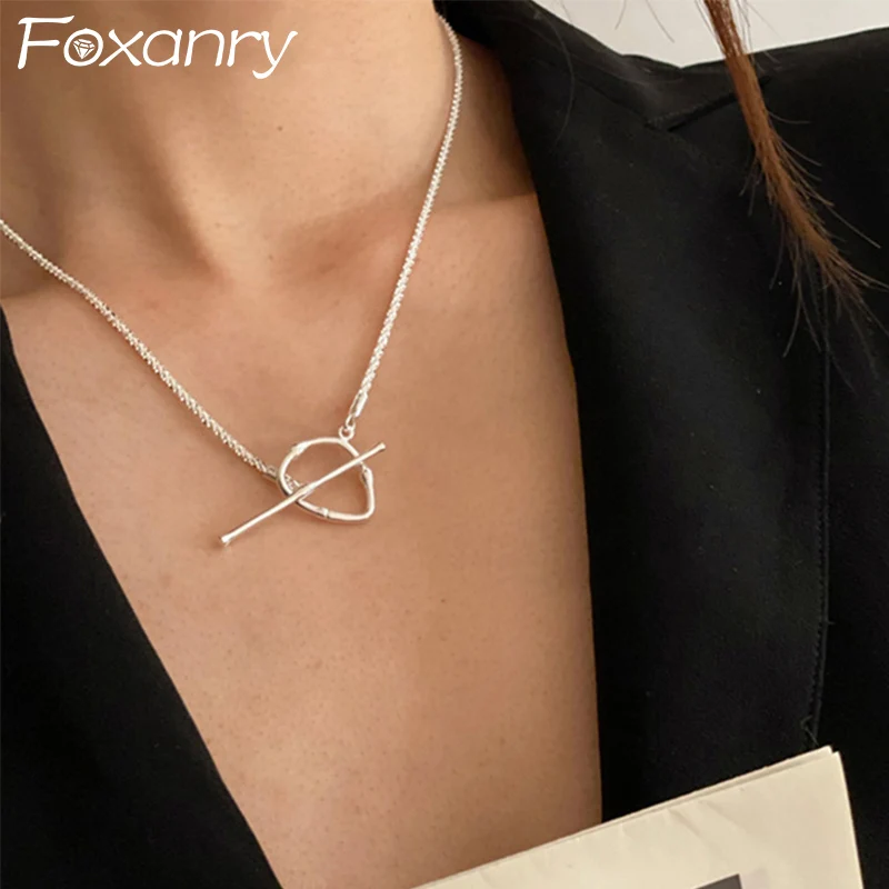 Foxanry OT Clasp Necklaces For Women Couple Minimalist Classic Elegant Temperament Clavicle Chain Summer Party Jewelry Wholesale