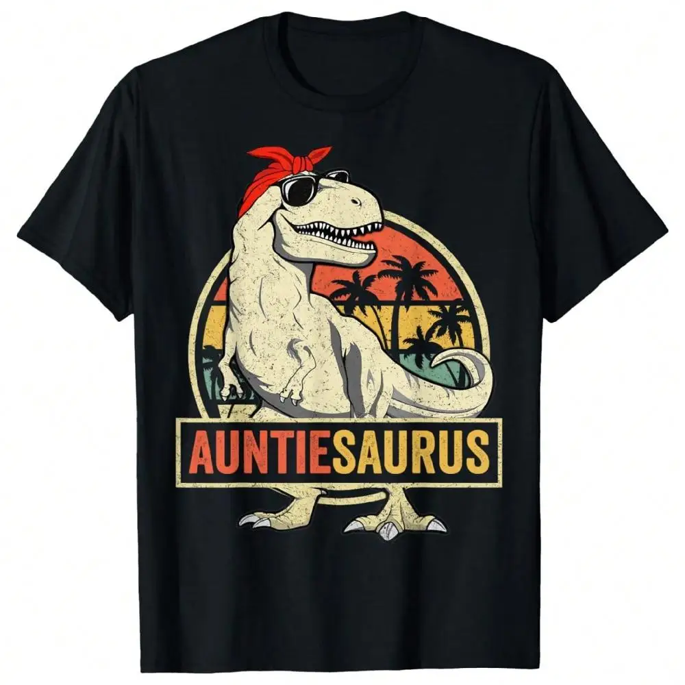 180GSM Pure Cotton Printed T Shirt Auntiesaurus T Rex Dinosaur Auntie Saurus Family Matching Design Breathable Cotton Fabric Comfortable And Soft