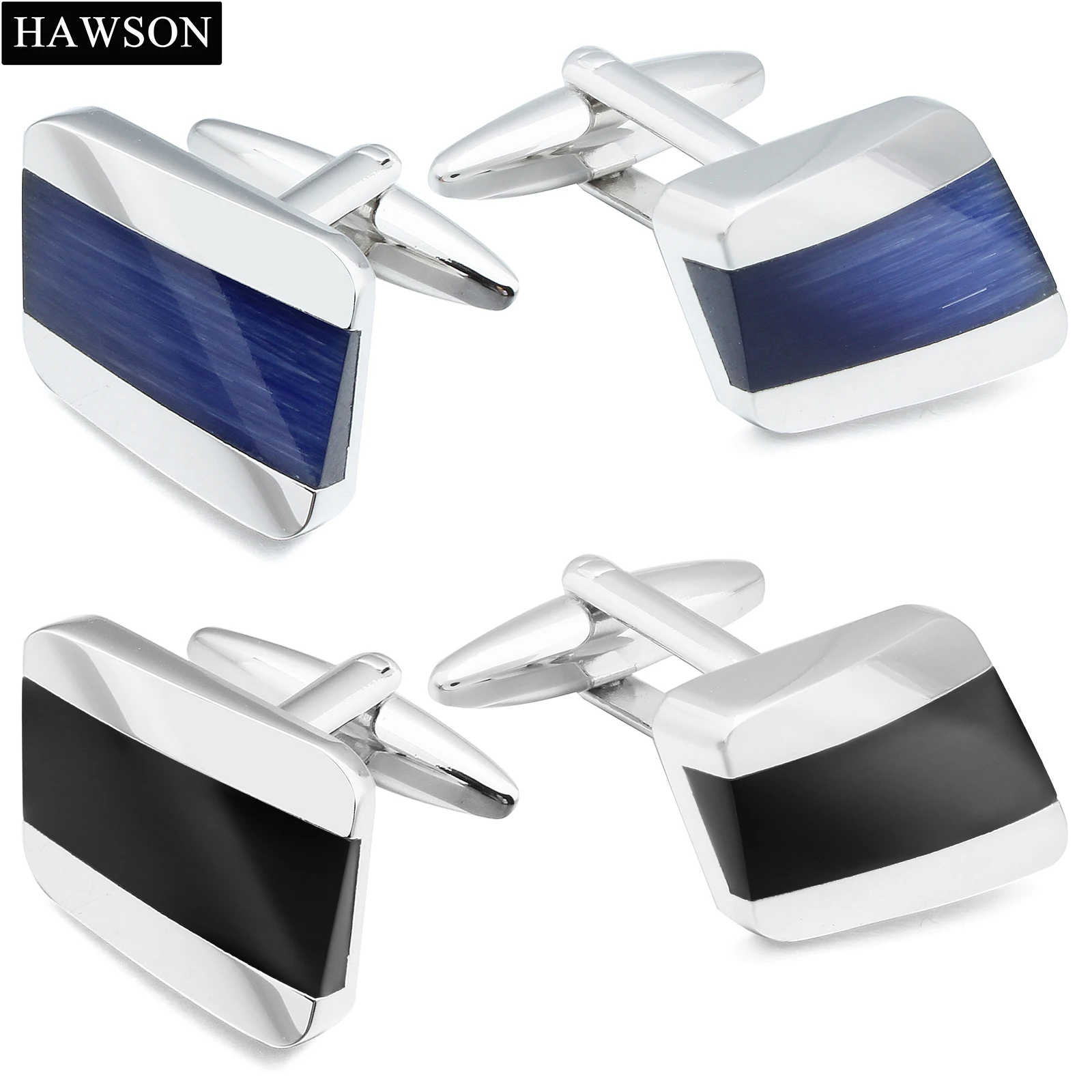 

1 Pair Copper Blue Curved Design Cufflinks Popular Irregular Cuff Links For Men Come With Box