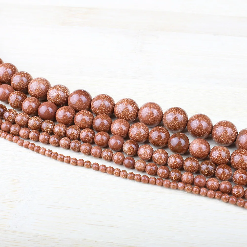 Whosale Natural Goldstone Loose Beads Round 4mm,6mm,8mm,10mm,12mm Semi-precious Stone  Beads DIY Jewelry For Necklace Bracelet