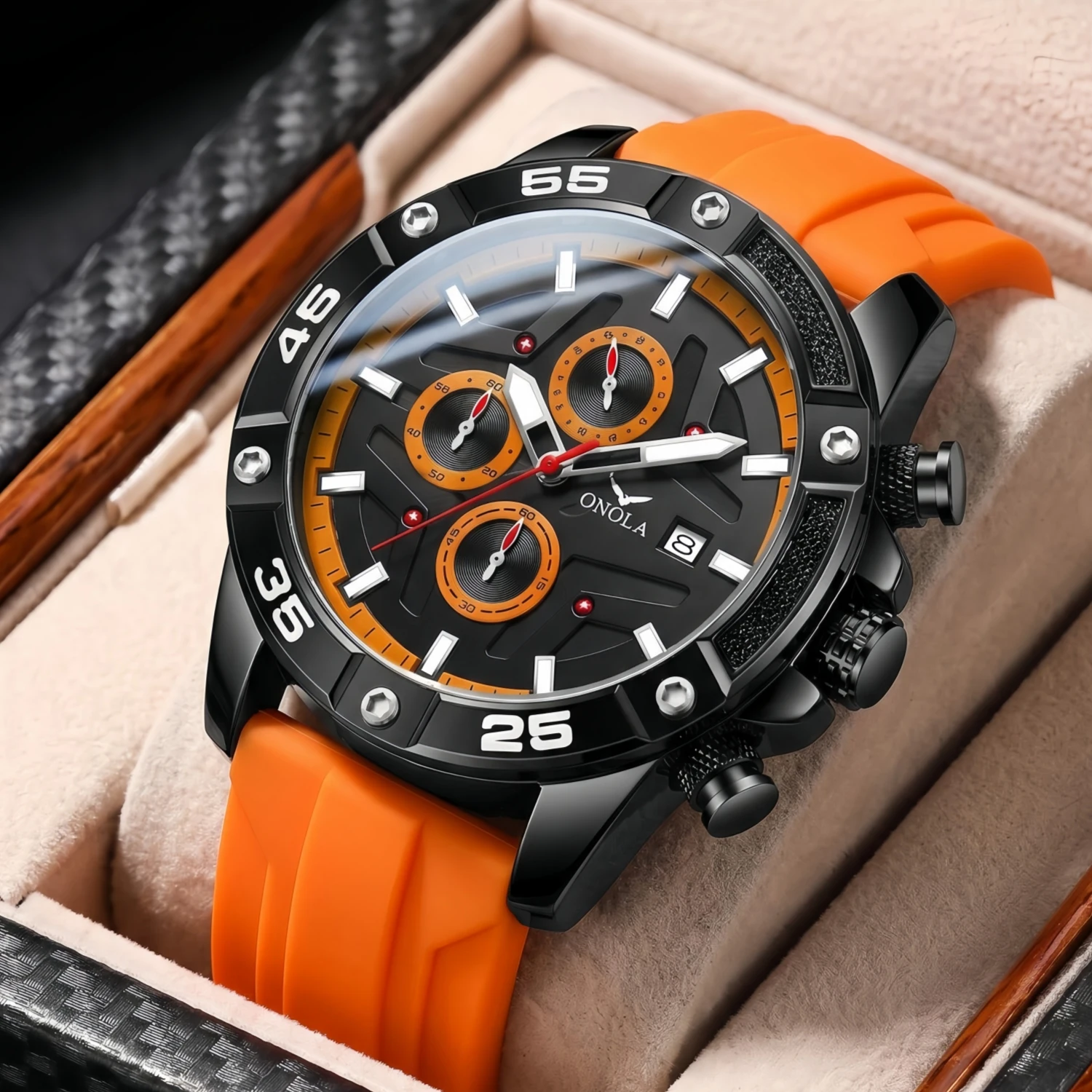 ONOLA New High Quality Men\'s Watch Fashionable Luminous Waterproof Military WristWatch Clock Multi Functional Quartz Watches