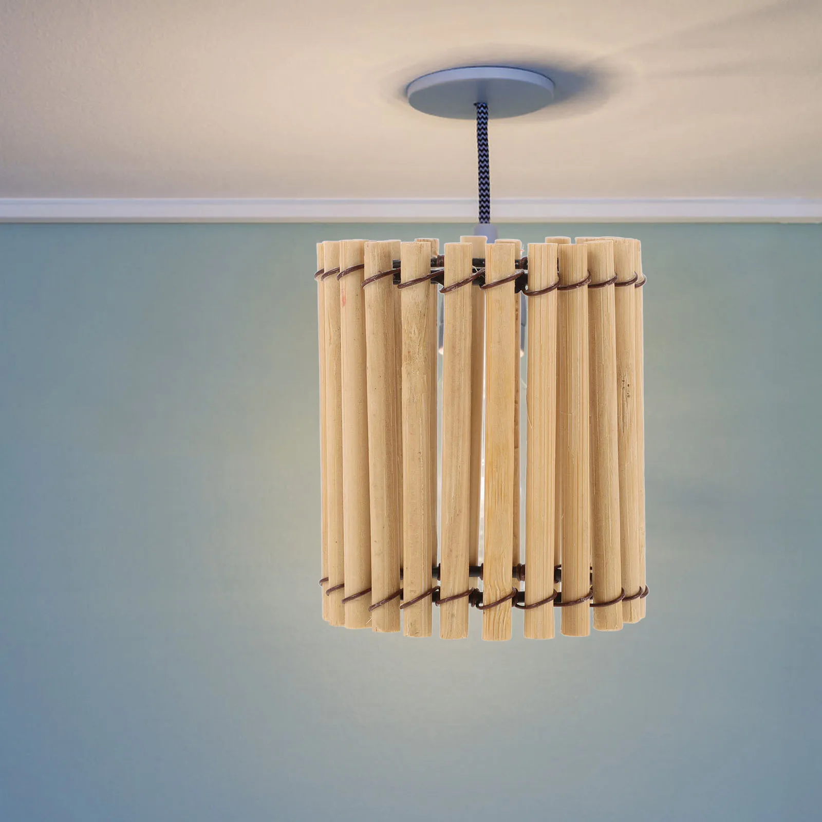 

Bamboo Lamp Shade Drum Woven Light Cover For Home Decor Pendant Ceiling Table Lamp Vintage Hanging Fixture Sturdy