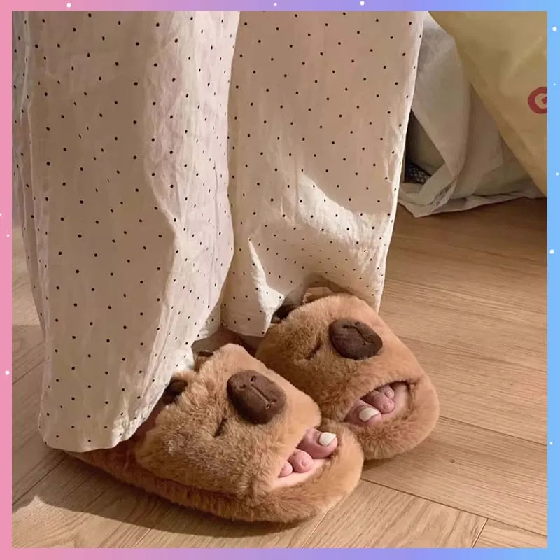 

Cotton Slippers Capybara Cartoon Cute Home Slippers Summer Autumn Trendy Kawaii Women Indoor Shoes Casual Fashion Slipper Gift