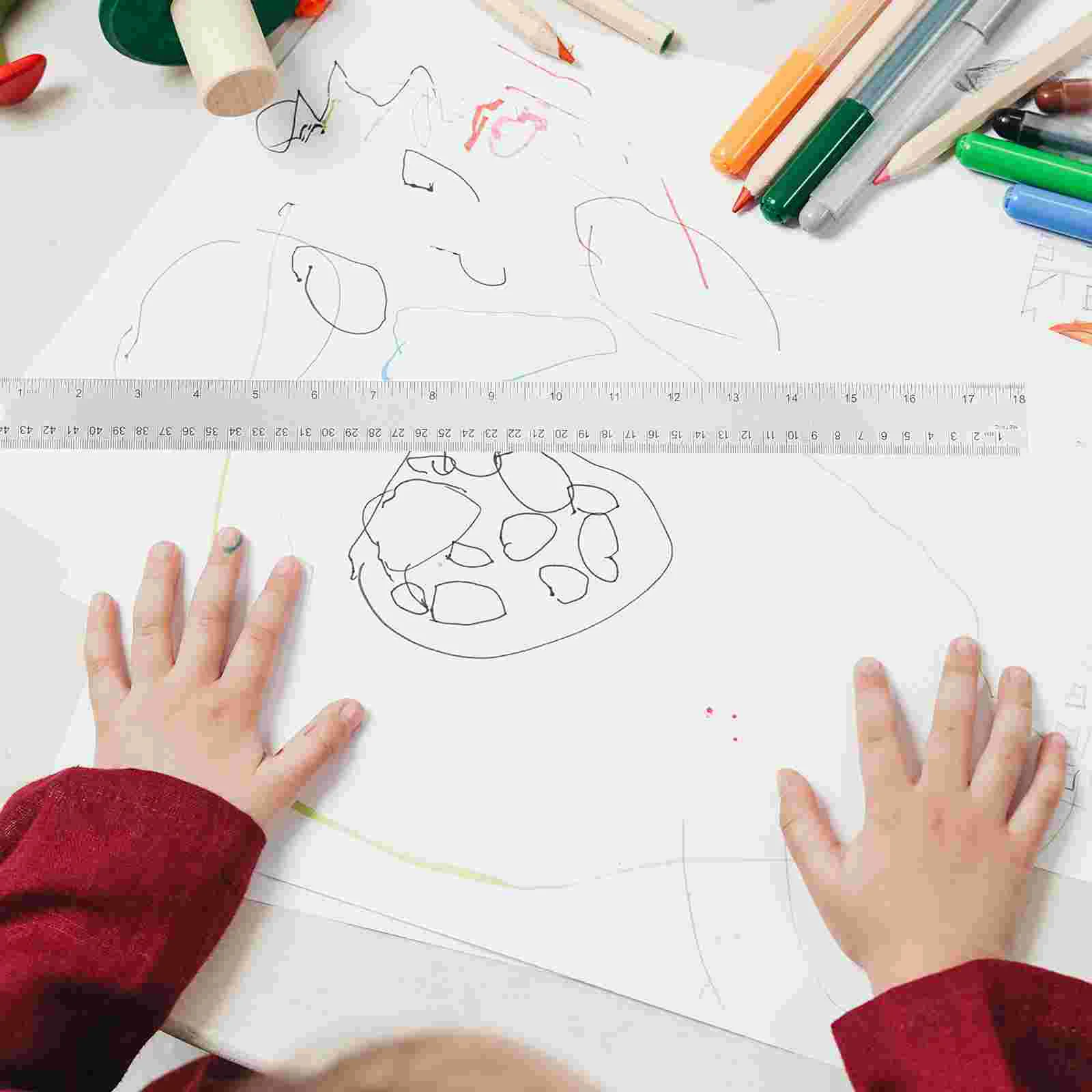 2 Pcs Ruler Cork Stainless Steel Machinist Tool Corked Rulers for Engineering Back Straight Drawing Office