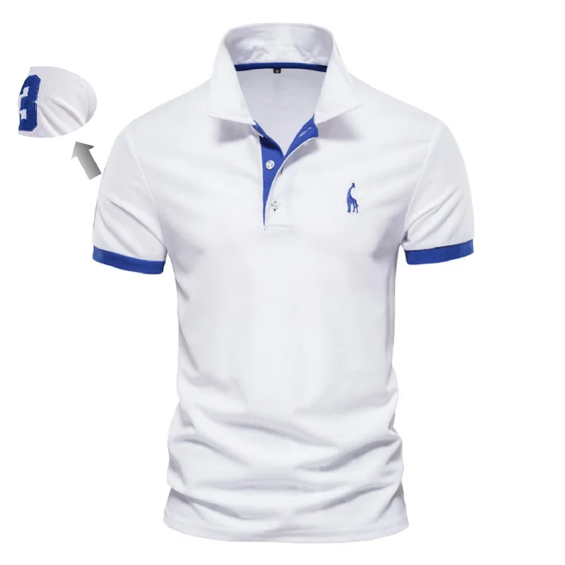 AIOPESON Borduren 35% Katoenen Poloshirts voor Mannen Casual Effen Kleur Slim Fit Heren Polo's Nieuwe Zomer Modemerk Herenkleding