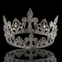 Retro Black Royal Round Crown Personalized Halloween Party Hair Accessories Men King Tiara Crowns
