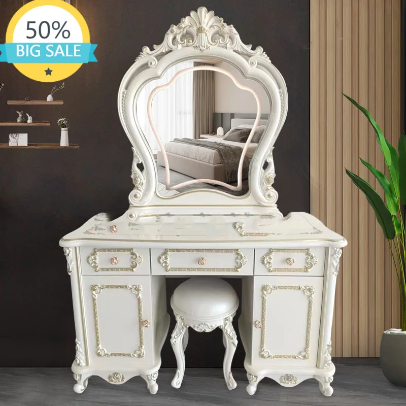 Elegant Luxury Vanity Table Space Saving Vintage Premium Aesthetic Dressers Storage Modern Sleep Room Living Room Furniture