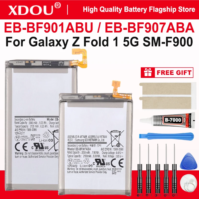 

Brand New EB-BF901ABU+EB-BF907ABA ( 2130mAh+2100mAh) Battery For Samsung Galaxy Z Fold 1 5G SM-F900 Mobile Phone Batteries