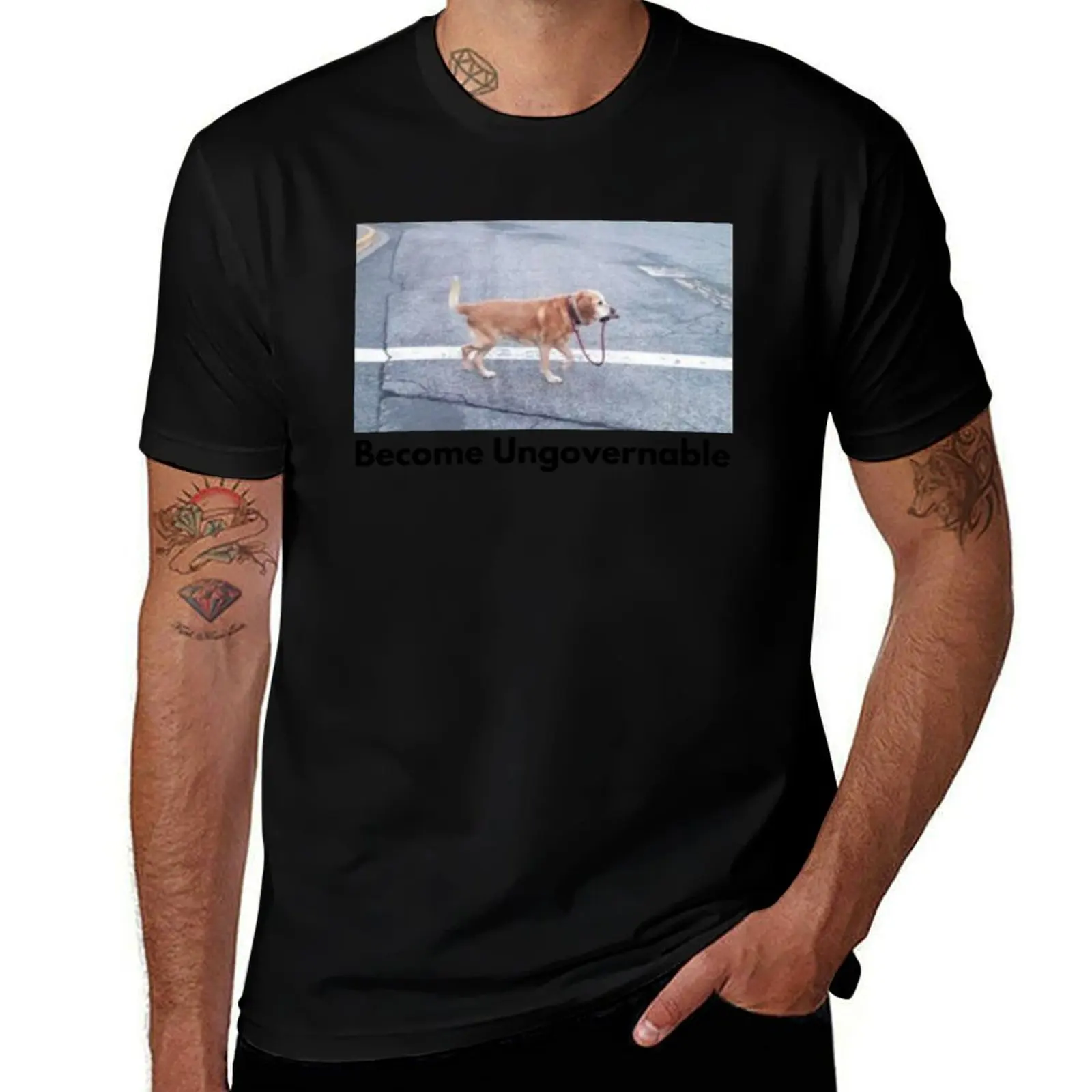 T-shirt Dog become ungovernable, vêtement décontracté basique à manches courtes