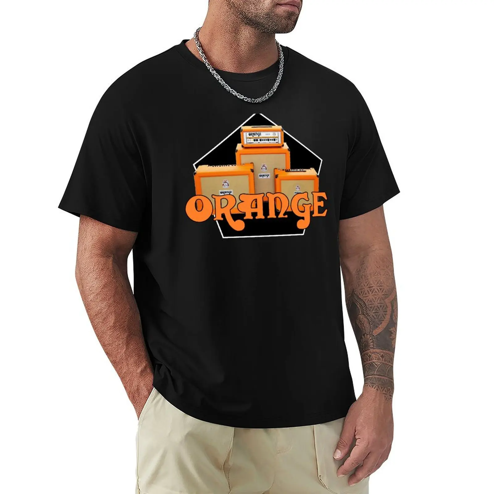 orange amplification T-Shirt Minimalist Casual Short Sleeve Top