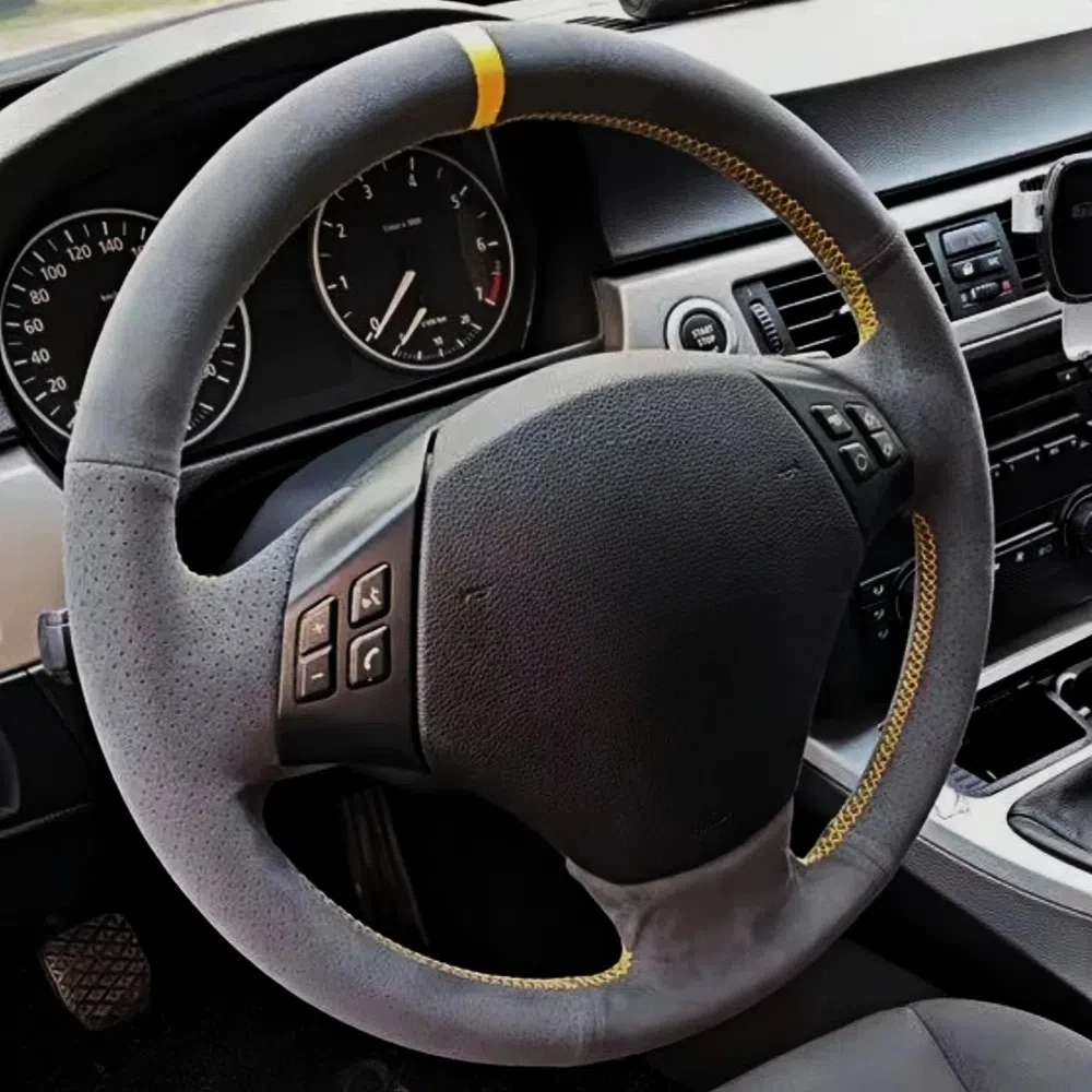 Customization Car Steering Wheel Cover Accessories Hand Sewing Suede Leather Non-Slip For BMW E90 E91(Touring) 320d 325i 335i X1