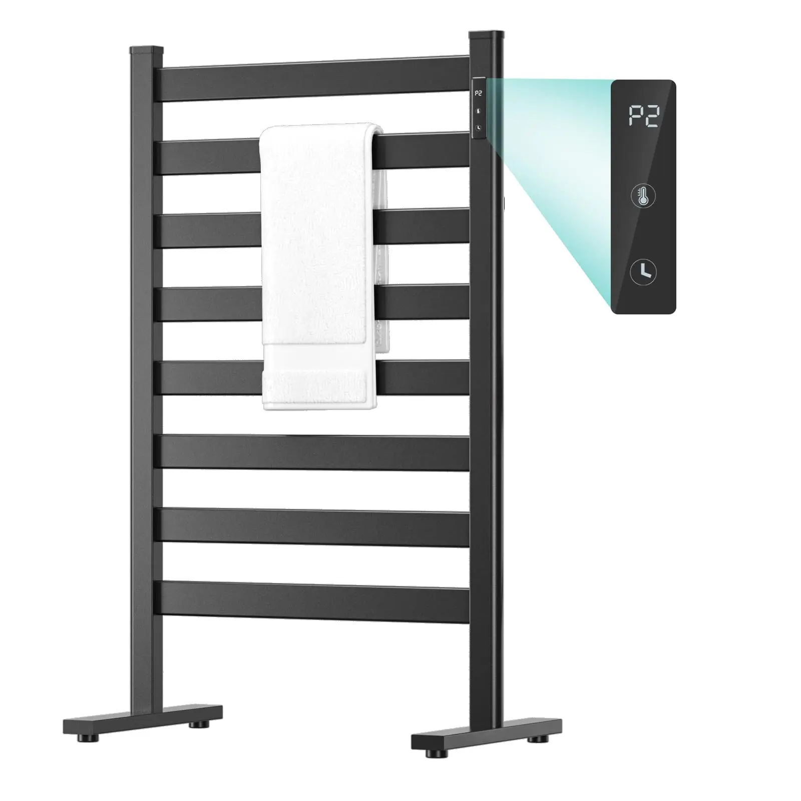 Calentador de toallas de baño inteligente, calentador de toallas eléctrico con radiador de aluminio espacial montado en la pared